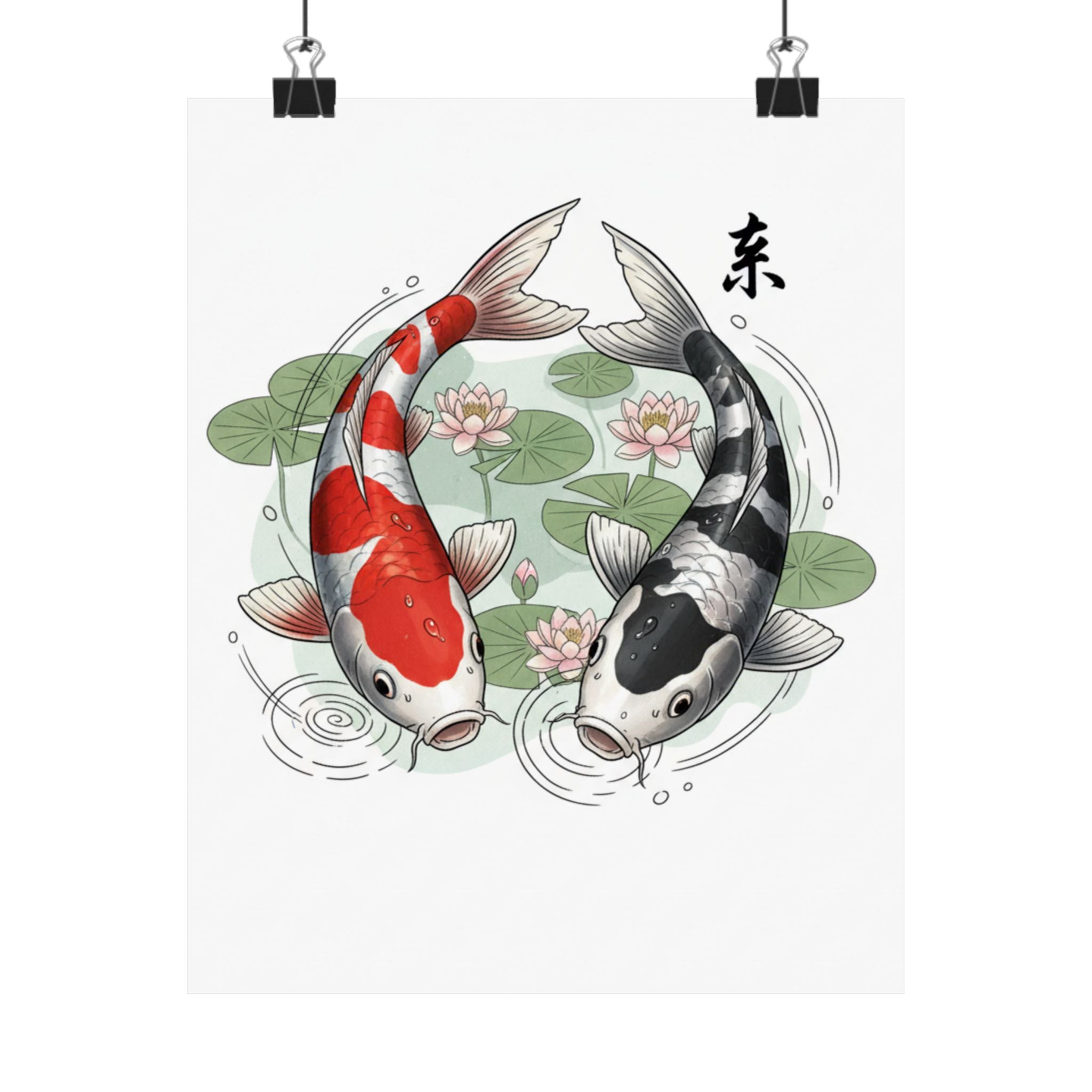 Kohaku and Shiro Utsuri Koi Matte Vertical Poster | Koi Fish Artwork