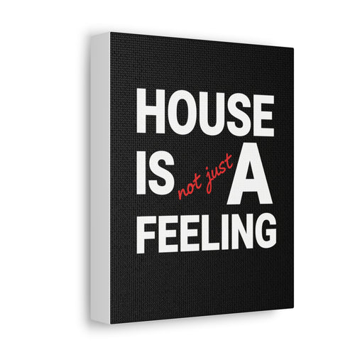 House Is A Feeling wall art Stretched Canvas | Typography black white red