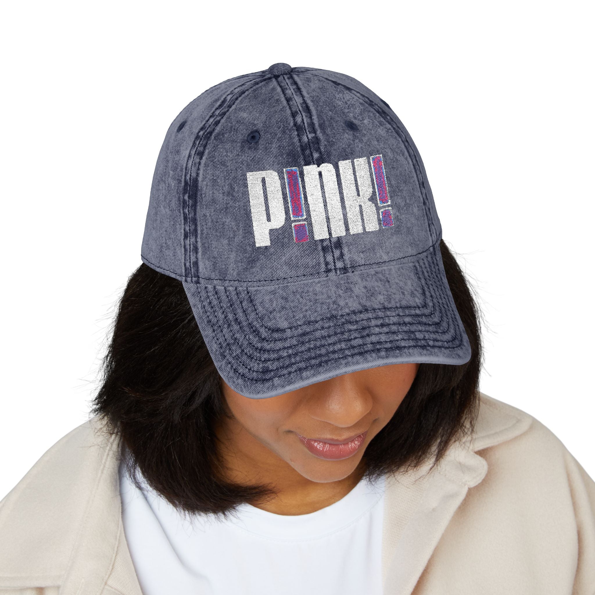 Distressed Embroidered P!NK! Cap | Vintage Washed Baseball Hat