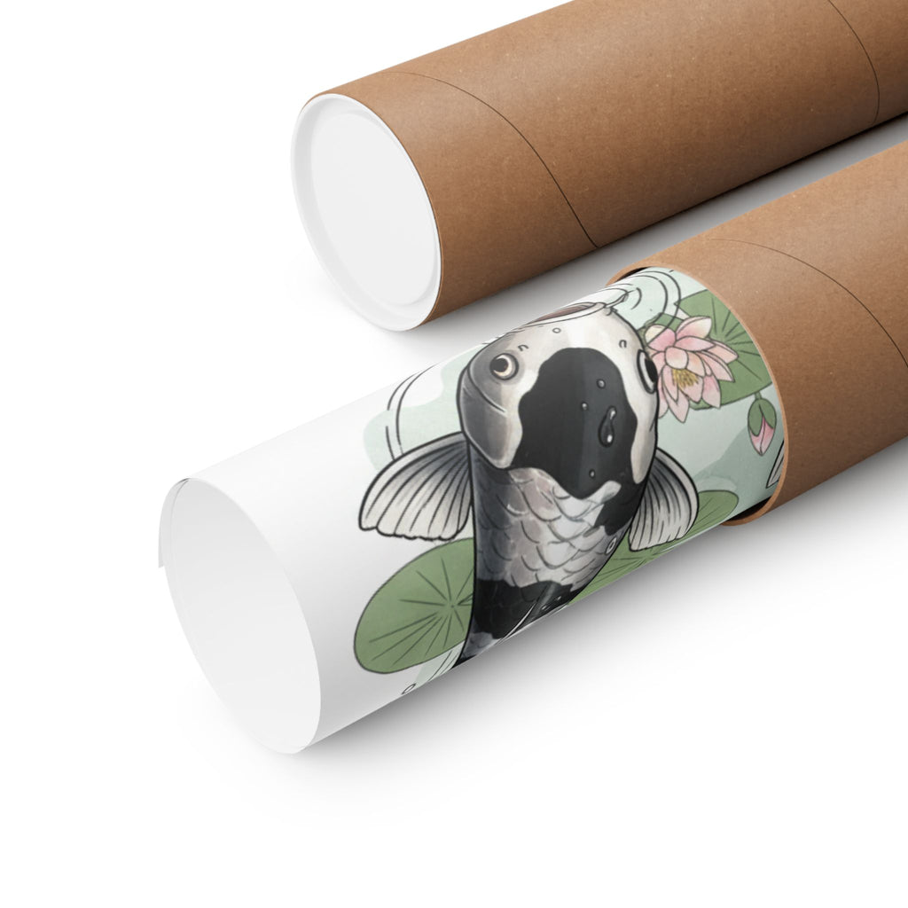 Kohaku and Shiro Utsuri Koi Matte Vertical Poster | Koi Fish Artwork